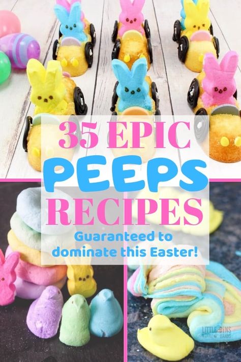 Delicious Easter Peeps desserts that kids love! These unique Peeps recipes are sure to be a hit with anyone this Easter! #Peeps #desserts #recipes #easter Fun Easter Drinks, Peeps Dessert, Easter Pretzel, Pudding Cup Recipes, Desserts Easter, Peeps Treats, Peeps Recipes, Peeps Candy, Easter Marshmallow