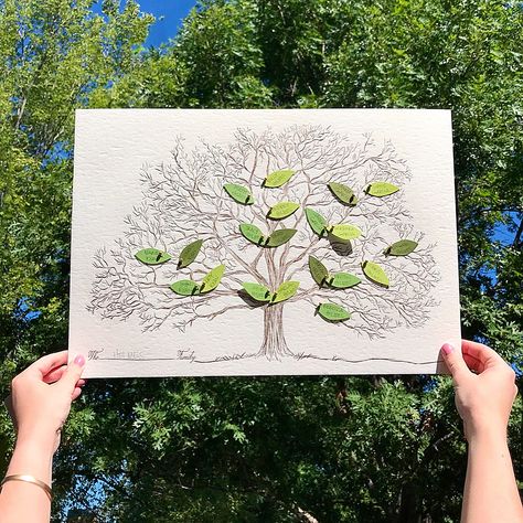 Rhonda Camp Warren on Instagram: “Build your own Family Tree! 🌳 Our new Letterpress family tree print (13”x19”) comes with 20 pins + 20 leaves. Made for families big or…” Unique Family Tree, Blank Family Tree, Our Family Tree, Family Tree Print, Shrink Art, Letterpress Printing, Visual Artwork, Tree Print, Color Box