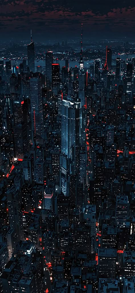 Blue And Red Aesthetic, Night City Wallpaper, Japanese Cities, Cityscape Wallpaper, Wallpaper Aesthetics, Wallpaper Pfp, Beautiful Art Pictures, Pretty Landscapes, Anime Backgrounds Wallpapers