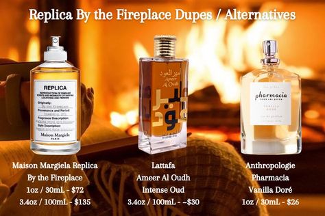 Two more affordable dupes/alternatives to Maison Margiela's Replica By the Fireplace perfume. Lattafa - Ameer Al Oudh (Intense Oud) - ~$30 (3.4oz / 100mL) Anthropologie - Pharmacia - Vanilla Dore - $26 (1oz / 30mL) Ameer Al Oud Perfume, Best Lattafa Perfumes, By The Fireplace Perfume, Maison Margiela Perfume, Replica By The Fireplace, Replica Perfume, I Love Your Face, Skincare Selfcare, Oud Perfume