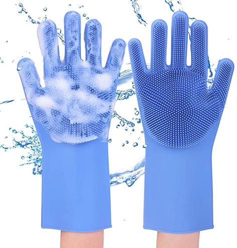 Scrub Gloves, Bathroom Blue, Dishwashing Gloves, Silicone Gloves, Dish Washing, Hair Massage, Cleaning Gloves, Pet Cleaning, Disposable Gloves