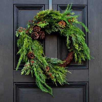 Christmas Front Door Wreath, Christmas Front Door, Christmas Front Doors, Christmas Mantle, Faux Florals, Front Door Wreath, Nature Crafts, Door Wreath, The Holiday Aisle