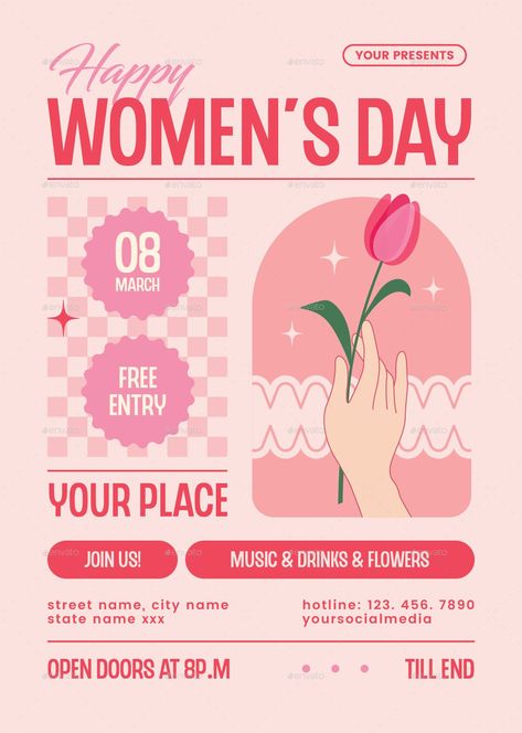 International Women's Day Flyer International Women's Day Activities, Employer Branding Design, Women's Day Post, Pottery Poster, College Event Ideas, Women's Day Flyer, Pictures For Journal, World Womens Day, Posters Design Ideas