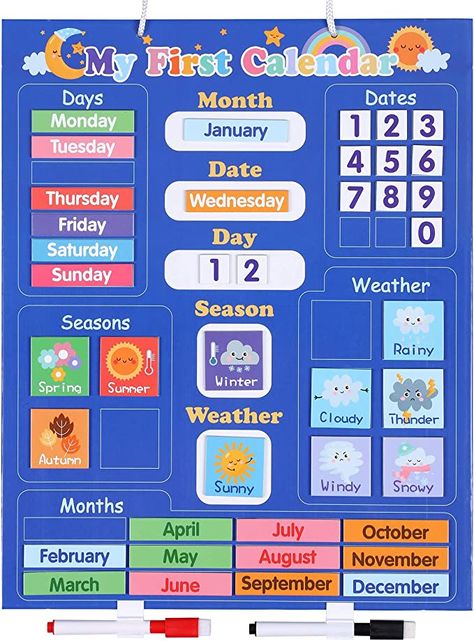 Preschool Calendar, Kids Preschool Learning, Preschool Learning Toys, Calendar For Kids, Magnetic Blocks, Weather Chart, Homeschool Supplies, Classroom Calendar, Kids Schedule