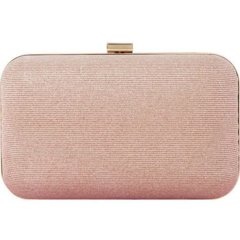 DUNE Bsarah irridescent box clutch ($68) ❤ liked on Polyvore featuring bags, handbags, clutches, bolsas, hardcase clutch, dune handbags, hard clutch, chain strap purse and pink clutches Rose Gold Clutch Bag, Rose Gold Purse, Rose Gold Clutch, Lace Purse, Clutch Pink, Glitter Purse, Structured Handbags, Metallic Handbags, Gold Purse