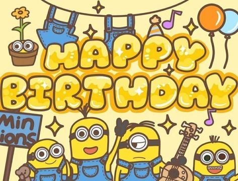 Minion Birthday Cards Diy, Minion Birthday Card, Hbd Card, Happy Birthday Doodles, Birthday Drawings, Minion Card, Happy Birthday Poster, Happy Birthday Drawings, Happy Birthday Minions