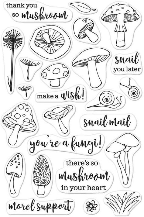 Mushroom Drawing, Lino Art, Hand Carved Stamps, Stamp Carving, Handmade Stamps, Mushroom Design, Mushroom Art, Deep Forest, Simple Doodles