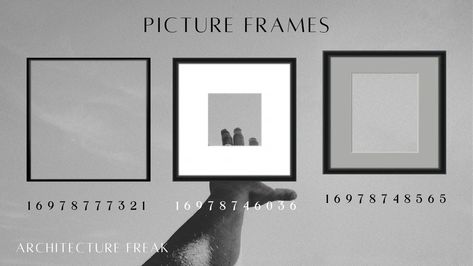 Picture frames #bloxburgpictures #bloxburg #bloxburghouses #bloxburgdecalcodes #bloxburgcommunity #bloxburgcodes Bloxburg Frame Decals, Bloxburg Decals Codes Wallpaper, Code Wallpaper, Bloxburg Decals Codes, Decal Codes, Bloxburg Decals, House Floor Design, Bloxburg Decal Codes, House Floor