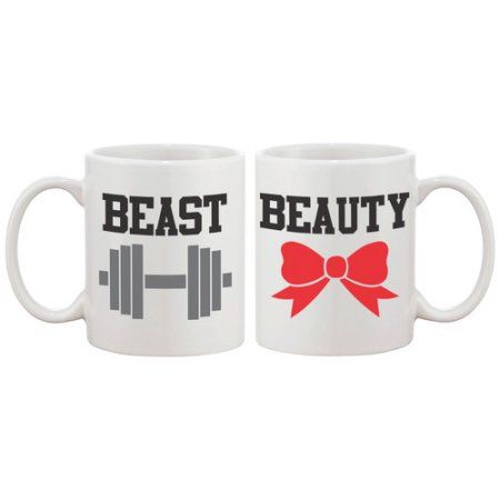 Beauty and Beast Matching Coffee Mugs - Perfect Wedding, Engagement, Anniversary, and Valentines Day Gift for Couples Diy Projects For Couples, Couples Mugs, Cricut Mugs, Coffee Mug Ideas, Cricut Valentines, Wedding Gifts For Newlyweds, Cool Coffee Mugs, Couple Coffee, Couples Coffee Mugs