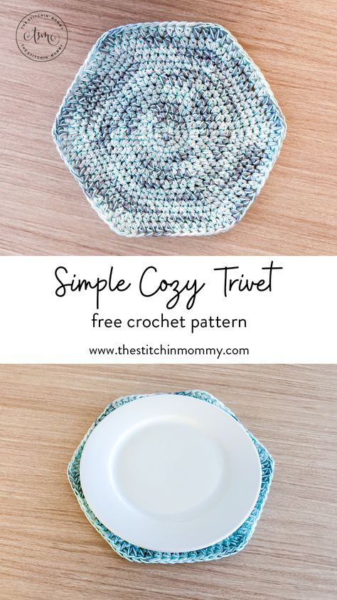 Simple Cozy Trivet - Free Crochet Pattern | www.thestitchinmommy.com #CALCentralCrochet #CozyatHome #thestitchinmommy Bathroom Crochet, Crochet Trivet, Microwave Cozy, Beanie Knitting Patterns Free, Crochet Pot, Cozy At Home, Crochet Coaster Pattern, Bowl Cozy, Cosy Home