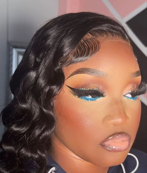 Prom Eyes, Birthday Makeup Looks, Gold Makeup Looks, Blue Makeup Looks, Glitter Makeup Looks, Prom Eye Makeup, Prom Makeup Looks, Soft Makeup Looks, Makeup For Black Skin