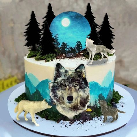 Full Moon Cake, Wolf Cake Topper, Happy Birthday Wolf, Wolf Cake, Modern Birthday Cakes, Harry Potter Theme Birthday, Galaxy Cake, Realistic Cakes, Alice In Wonderland Tea Party Birthday