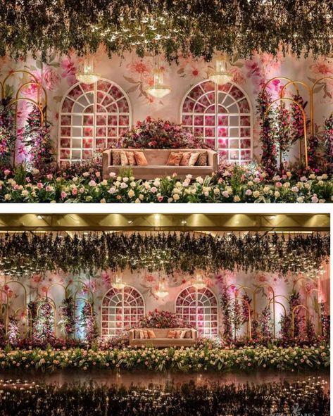 Wedding Stage Indian, Outdoor Wedding Stage, Floral Backdrop Wedding, Indian Wedding Decorations Receptions, Small Wedding Decor, Engagement Stage Decoration, Reception Stage Decor, Night Wedding Decor, White Wedding Decorations