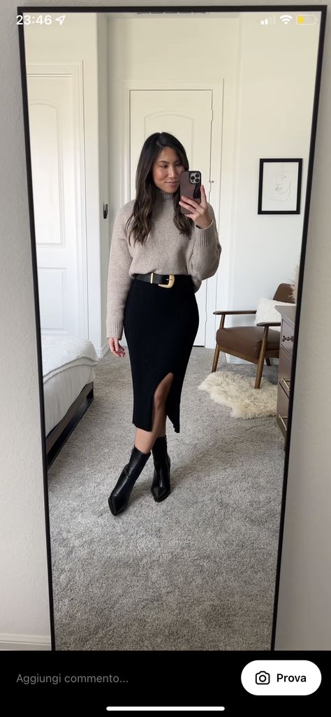 Smart Casual Work Outfit Skirt, Black Bodycon Skirt Outfit, Black Skirt Outfit Winter, Long Black Skirt Outfit, Midi Rock Outfit, Skirt Outfit Fall, Black Skirt Outfits, Midi Dress Outfit, Best Winter Outfits