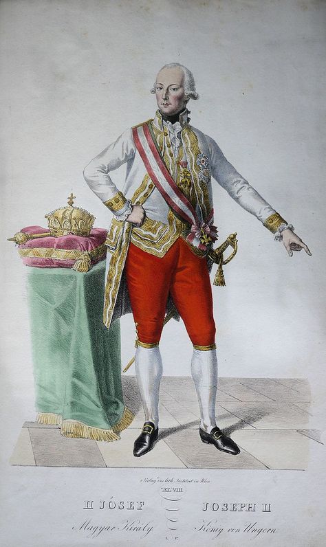 Joseph II. (1741-90), römisch-deutscher Kaiser, Erzherzog von Österreeich, König von Böhmen und Ungarn, etc. Lithographie von Josef Kriehuber nach einer Zeichnung von Moritz von Schwind aus Ungerns Erste Heerführer Herzoge und Koenige In einer Reihe von Bildnissen von Bela bis auf Seine Majestät Franz I. Kaiser Von Österreich König Von Ungern&c.,&c.Wien: Lithographisches Institut;ca. 1828. Moritz Von Schwind, 18th Century Paintings, Roman Emperor, European History, Lorraine, Hungary, 18th Century, Royals, Austria