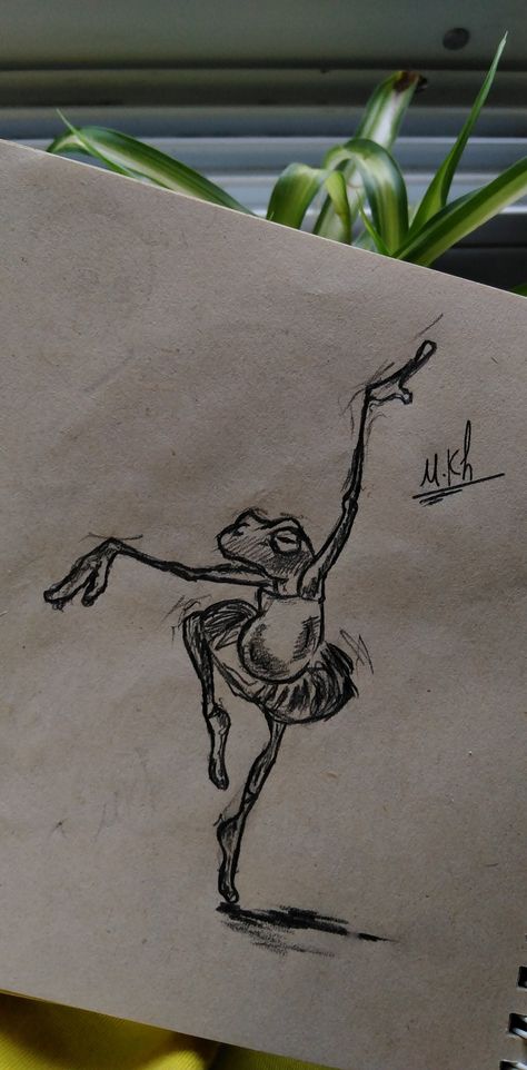 Ballerina Frog, Sketch, Humanoid Sketch, Art