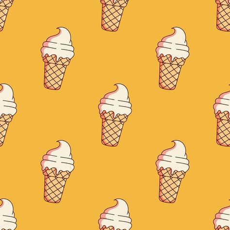 Seamless pattern of vanilla ice cream wi... | Premium Vector #Freepik #vector #pattern #cartoon #wallpaper #ice-cream Ice Cream Seamless Pattern, Ice Cream Cartoon, Ice Cream Pattern, Rings Ideas, Doodle Style, Cream Style, Vanilla Ice, Vanilla Ice Cream, Vector Pattern