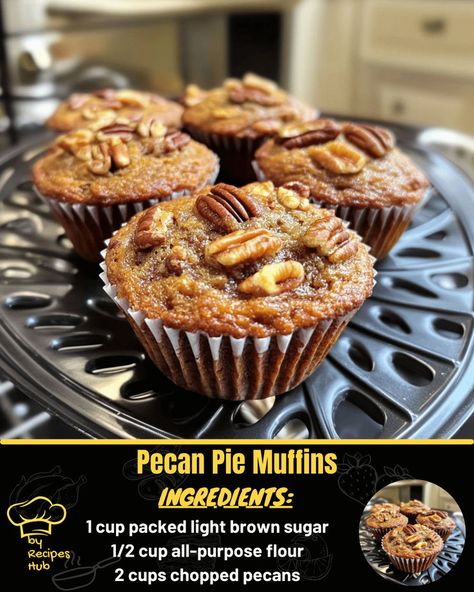 Pecan Pie Muffins Pecan Pie Muffins Recipe, All Purpose Flour Recipes, Classic Pecan Pie, Baked Meatloaf, Pecan Pie Muffins, Pie Muffins, Mexican Casserole Recipe, Muffins Easy, Chicken Pasta Bake