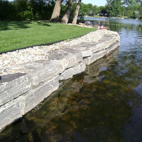 Lake Landscaping, Retaining Wall Design, Lake Dock, Break Wall, Stone Landscaping, Landscaping Retaining Walls, Lakeside Living, Lakefront Property, Pond Landscaping