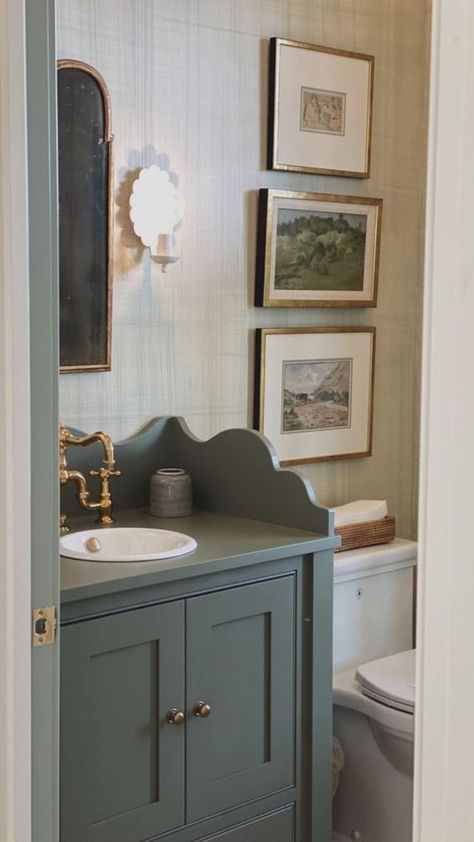 The Prettiest Blue-Green Paints — Nine and Sixteen Home Venitian Walls Bathroom, Muted Color Bathroom, Diy French Furniture, Art Above Toilet Bathroom Ideas, French Blue Bathroom Walls, Tan Vanity Bathroom, Cottage Bathroom Vanity, Air Dry Clay Vase, Galley Bathroom