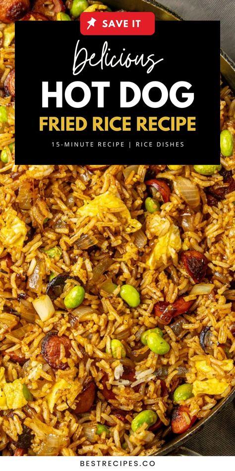 Discover how to make a quick and satisfying homemade meal with this hot dog fried rice recipe. It's a flavorful mix of rice, hot dogs, and fresh ingredients, all cooked to perfection in just 15 minutes. Ideal for hot dog dinner recipes, fried rice lovers, and easy main meals. Save this pin to your "Rice Recipes" board and visit the link for the full recipe. Dinner Recipes Kid Friendly, Kid Friendly Dinner Recipes, Homemade Hot Dogs, Kid Friendly Meals Dinner, Recipes Rice, Fast Dinner, Fast Dinner Recipes, Cheap Easy Meals, Recipes For Summer