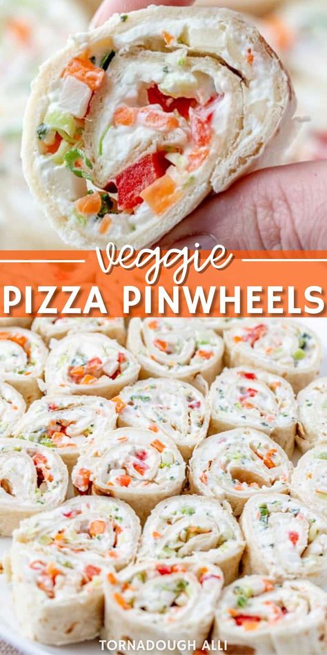 Want the perfect party food that everyone will go nuts for? These Veggie Pizza Pinwheels are full of vegetables and a ranch mixture that makes them irresistible. They are great for parties, family gatherings, get-togethers, and more! Make these simple rollups! Appetizer Pinwheels, Easy Veggie Pizza, Pizza Pinwheels, Best Party Appetizers, Crowd Pleasing Appetizers, Clean Eating For Beginners, Easy Veggie, Veggie Pizza, Rotisserie Chicken Recipes