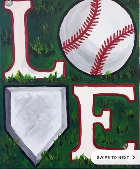 Sports Paint, Baseball Painting, Baseball Canvas, Baseball Crafts, Baseball Art, Easy Canvas Art, Paint And Sip, Paint Party, Painting Crafts