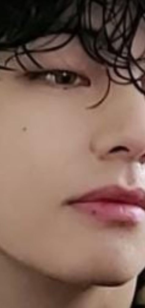 Moles.... Eyes..... Nose... Lips..... Philtrum.... Cheeks...... Wet hairs....................., Cute Face Moles, Taehyung Beauty Mark, A Mole On The Face, Taehyung Moles Face, Mole Near Lips, Cheek Beauty Mark, Beauty Marks On Face Aesthetic, Lip Mole Beauty Marks, Cute Moles On Face