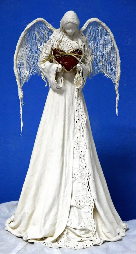 Polymer Angel, Angel Clay Sculpture, Christmas Angels Figurines, Carved Angels Wood, Angel Art Dolls, Angel Fabric Doll, Angel Tree Topper, Art Hobbies, Paper Mache Crafts