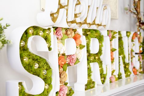 So Much Fun with the New Heidi Swapp Spring and 10 Led Letters, Spring Mantle, Letter Lights, Lighted Marquee Letters, Michaels Craft, Marquee Lights, Dyi Projects, Light Letters, Marquee Letters