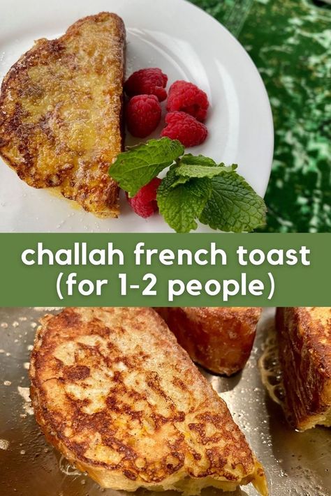 Best French Toast Recipe...Small-Batch Challah French Toast | This easy challah bread french toast recipe uses just a few ingredients and only takes 10 minutes, a perfect lazy brunch. With a lift from cinnamon, nutmeg, and lemon zest, using challah makes the best french toast around. How to make challah french toast for one or french toast for two, an easy french toast recipe. French Toast For Two, French Toast For One, Challah French Toast Recipe, Challah Bread French Toast, Challa Bread, Easy Challah, Best French Toast Recipe, The Best French Toast, Bread French Toast