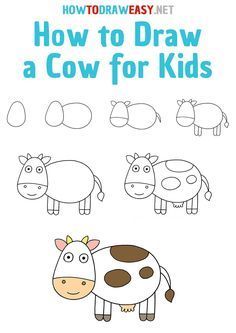 How to Draw a Cow for Kids Drawings step by step for kids #drawingsstepbystepforkids Drawing ideas #drawingideas Drawing ideas for kids #drawingideasforkids 4.286 Cow Drawing Simple, How To Draw A Cow, Cow Drawing Easy, Draw A Cow, Easy Halloween Drawings, Landscape Drawing Easy, Hard Drawings, Drawing Ideas For Kids, Avengers Drawings