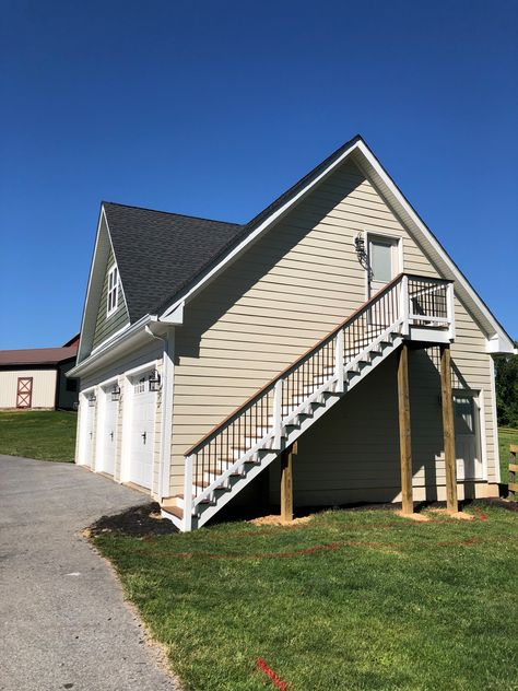 3 Car Garage and apartment - Traditional - Garage - Baltimore - by Stewart Homes, LLC | Houzz Adding A 3rd Car Garage, Adding Third Stall To Garage, Garage With Upstairs, 3 Car Garage With Studio Apartment, Garage And Apartment, 3 Car Garage Loft Apartment, Trex Steps, Garage Expansion, Three Car Garage With Loft