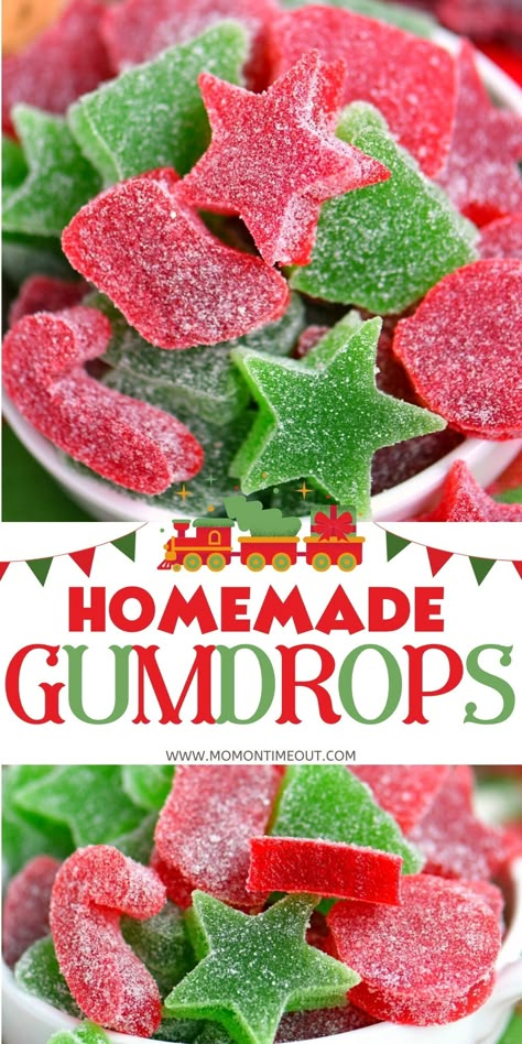 Edible Gift Ideas Christmas, Gum Drop Recipe, Gum Drops Recipe, Dots Candy Recipe, Homemade Gum Drops, Gumdrops Recipe, Jello Candy Recipe, Christmas Gummies, Christmas Gumdrops