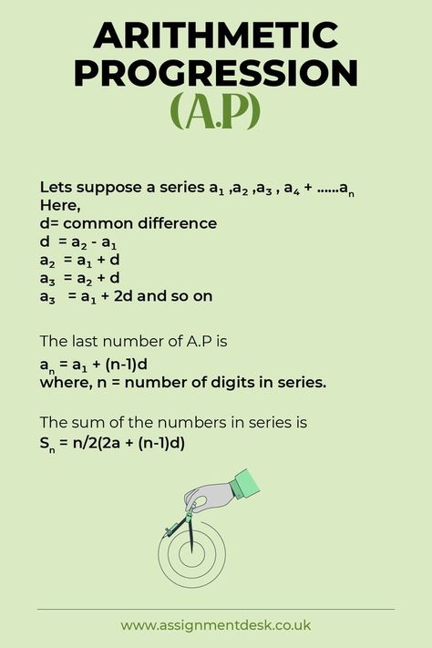 Arithmetic Progression (AP) is a numerical sequence in which the difference between any two subsequent numbers is a fixed value. Arithmetic Sequence is another name for it. Arithmetic Sequence | Sequence and Series Maths Homework, Arithmetic Progression, Arithmetic Sequences, Sequence And Series, Math Homework Help, Math Homework, Studying Math, Math Problems, Homework Help