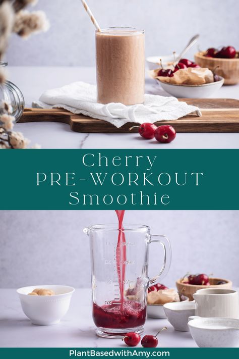 Cherry Pre-Workout Smoothie Pre Workout Smoothie, Healthy Fruit Smoothies, Acai Smoothie Bowl, Workout Smoothies, Acai Smoothie, Blender Recipes, Healthy Smoothie, Chocolate Drinks, Pre Workout