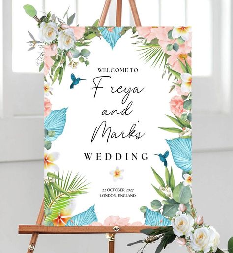 Wedding Boards Signs Entrance, Reception Welcome Board, Wedding Welcome Boards, Party Welcome Board, Welcome Sign Beach, Entrance Display, Overseas Wedding, Tropical Wedding Reception, Wedding Foam Board