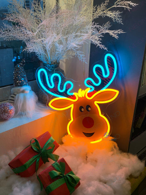 Christmas has always been a happy time of year for everyone. 🎄❤️ Let's create wonderful memories and make your holiday become more special with stunning Christmas Neon Signs. ❄️✨ New Year Signs, Christmas Neon Sign, Neon Light Art, Reindeer Lights, Christmas Reindeer Decorations, Sign Business, Prom Decor, Salon Signs, Personalized Neon Signs