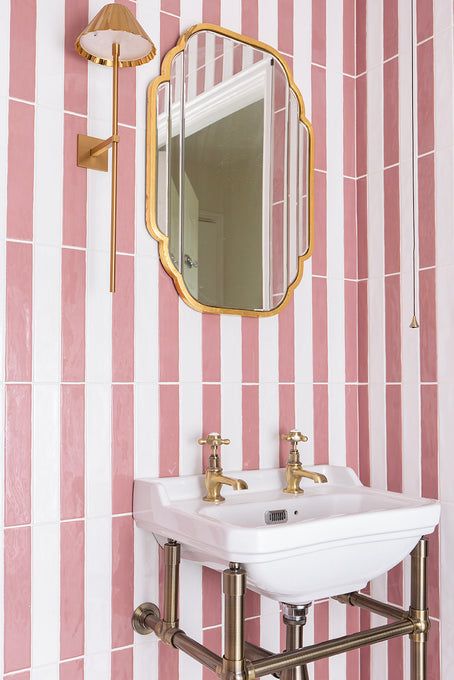 Retro Tiles | Wall and Floor Tiles | Quorn Stone Stripe Tile Bathroom, Bedroom Extension, Herringbone Wall Tile, Pink Tile Bathroom, Porcelain Tile Bathroom, Herringbone Wall, Striped Tile, New House Bathroom, Tiled Hallway