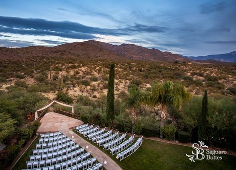 Tucson Wedding Venues, Tucson Wedding, Arizona Wedding Venues, Wedding Reception Locations, Ceremony Seating, Northern Arizona, Water Features In The Garden, Outdoor Reception, Arizona Wedding