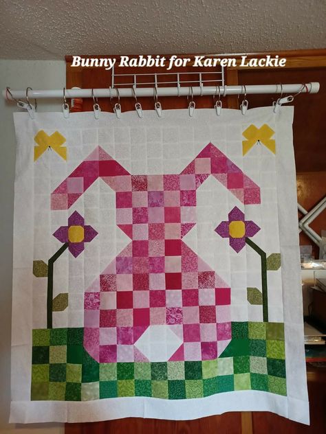 Bunny Rabbit Quilt Pattern, Rabbit Quilt Pattern, Bunny Quilt Block, Easter Quilt Patterns, Easter Quilts Wall Hangings, Spring Quilt Patterns, Bunny Blocks, Quilt Assembly, Bunny Baby Quilt