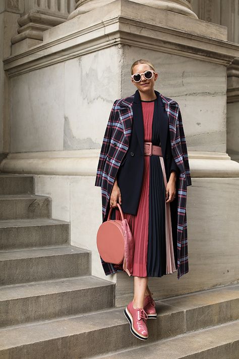 ATLANTIC-PACIFIC COLLECTION // COLORBLOCK - Atlantic-Pacific Quilted Blazer, Blair Eadie, Atlantic Pacific, Plaid Coat, Block Dress, Leather Slide Sandals, Olivia Palermo, Winter Fashion Outfits, Casual Look