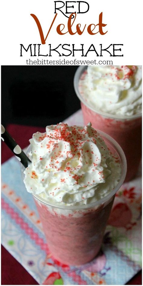 Red Velvet Milkshake has 3 simple ingredients and can be enjoyed all year round! | The Bitter Side of Sweet #valentinesday #redvelvet #milkshake Red Velvet Milkshake, Velvet Recipes, Red Velvet Recipes, Oreo Milkshake, Best New Recipes, Milkshake Recipe, Red Velvet Cheesecake, 3 Ingredient Recipes, Milkshake Recipes