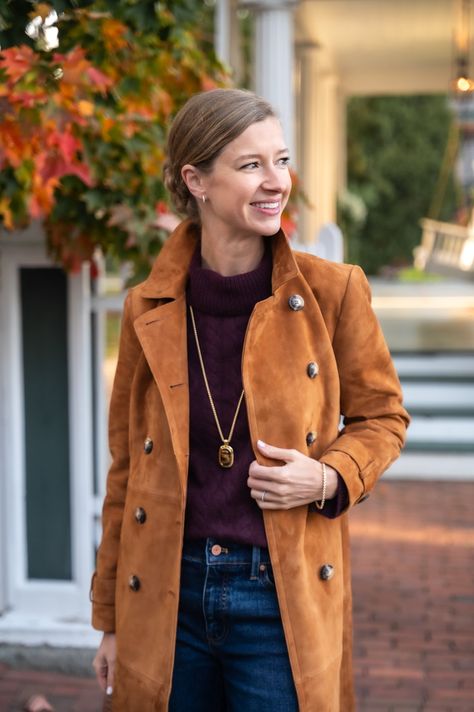 A Fall Capsule with Talbots White Pants Winter, Orange Sweater Dress, Stacie Flinner, Burgundy Floral Dress, Timeless Shoes, Cozy Dress, Winter Capsule Wardrobe, How To Style Bangs, Fall Capsule Wardrobe