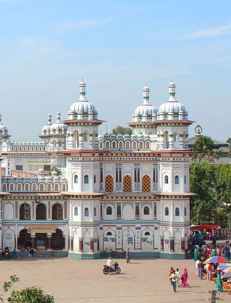 Janaki Mandir, one of the famous temples of Janakpur, Nepal Janakpur Temples, Janakpur Nepal, Janaki Mandir, Mountain Trekking, Travel Honeymoon, Dentistry Student, Adventure Tourism, Desktop Background Pictures, Landlocked Country