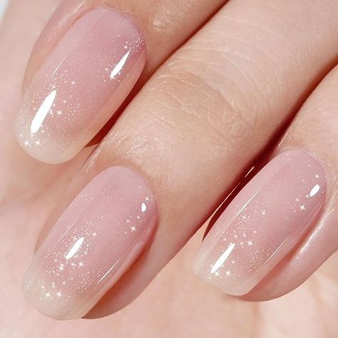 Amazon.com : AILLSA Nude Shimmer Gel Nail Polish Light Pink Jelly Gel Polish Milky Neutral Sparkle Translucent Nail Polish Gel Natural Color Holographic Soak Off U V Nail for Nail Salon at Home 0.51 Fl Oz /GB110 : Beauty & Personal Care Nude Shimmer Nails, Neutral Gel Nails, Neutral Nail Polish, Fun Nail Colors, Nail Polish Gel, Soak Off Gel Nails, Glitter Gel Polish, Nail Shimmer, Gel Nail Colors