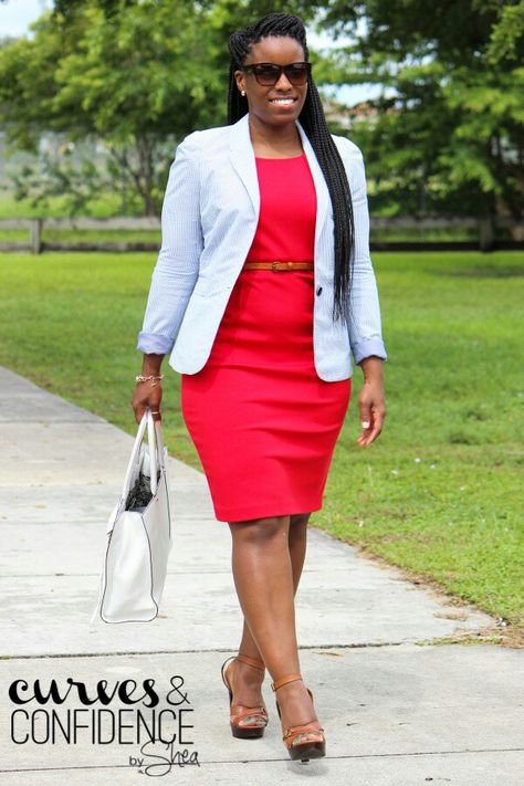 Red Curves And Confidence, Curvy Girl Dress, Miami Style, Corporate Attire, Classy Dress Outfits, Classy Work Outfits, Miami Fashion, Style Blogger, Work Outfits Women