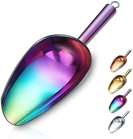 Amazon.com: Berglander Stainless Steel Rainbow Ice Scoop 6 OZ, Titanium Colorful Plating Metal Ice Scooper For Ice Maker Multipurpose For Candy Wedding Kitchen Bar Party Pet Animal Dog Food Scoop Beach Shovel: Home & Kitchen Stainless Dishwasher, Rainbow Kitchen, Flour Scoop, Premium Ice Cream, Ice Scoop, Electric Circuit, Ice Cream Scoops, Stainless Steel Dishwasher, Plastic Spoons