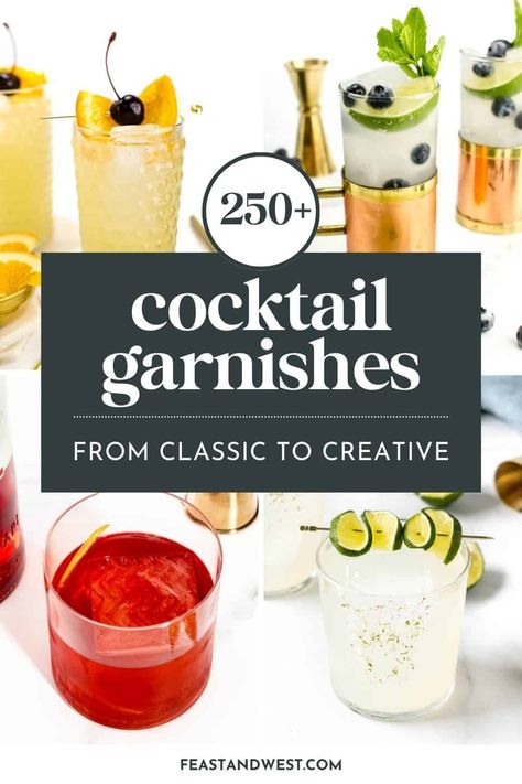 Up your mixology game with 250+ easy, classic and creative cocktail garnish ideas. Learn how to make your drinks look as good as they taste. Cute Garnishes For Drinks, Bar Garnish Ideas, Cocktail Garnish Ideas Creative, Drink Garnish Ideas, Cocktail Garnish Ideas, Creative Cocktail Garnishes, Grape Cocktails, Drink Garnish, Garnish Ideas