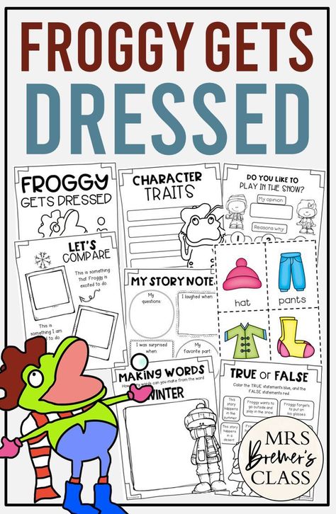 Froggy Gets Dressed book study activities unit with Common Core aligned literacy companion activities for winter in Kindergarten and First Grade Chapter Books For Kindergarten, Winter Books For Kids, Froggy Gets Dressed, Reading Activities For Kindergarten, First Grade Guided Reading, Book Study Activities, Popular Picture Books, Craft For Kindergarten, Crafts For Kindergarten